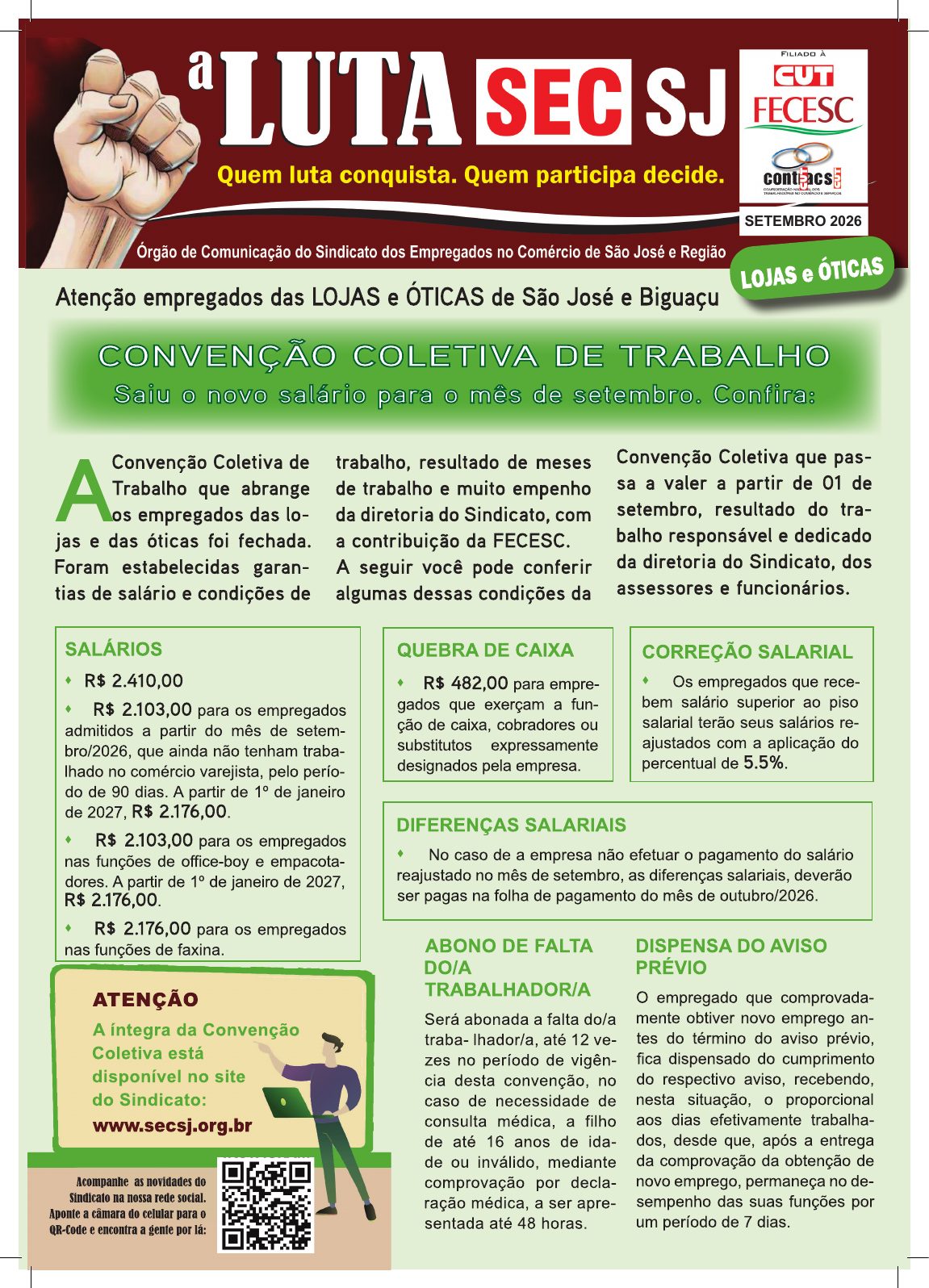 Página 1 do informativo de lojas e óticas de São José e Biguaçu